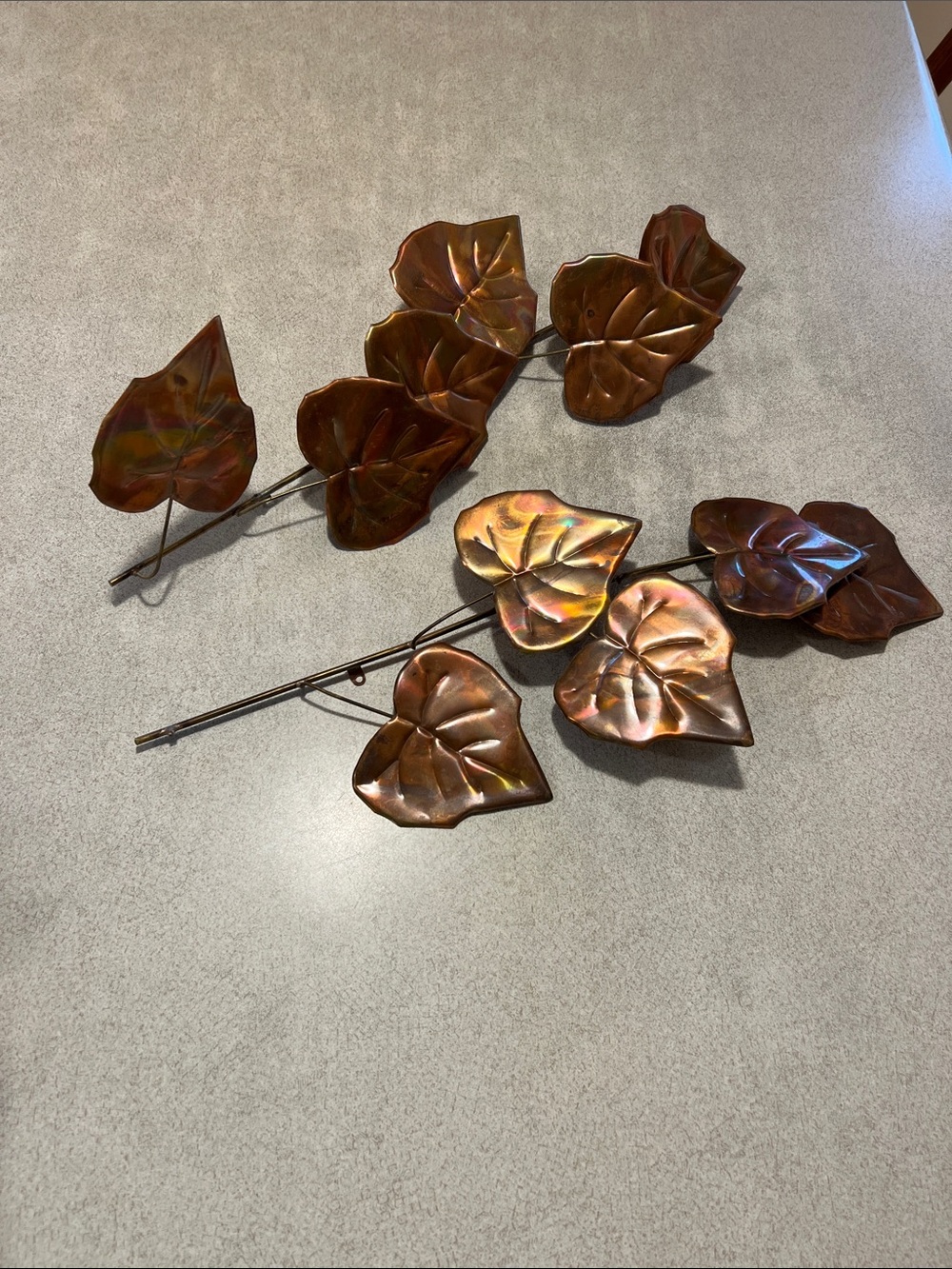 Vintage Homco Iridescent Copper Leaf Wall Decor - Metal Botanical Accent